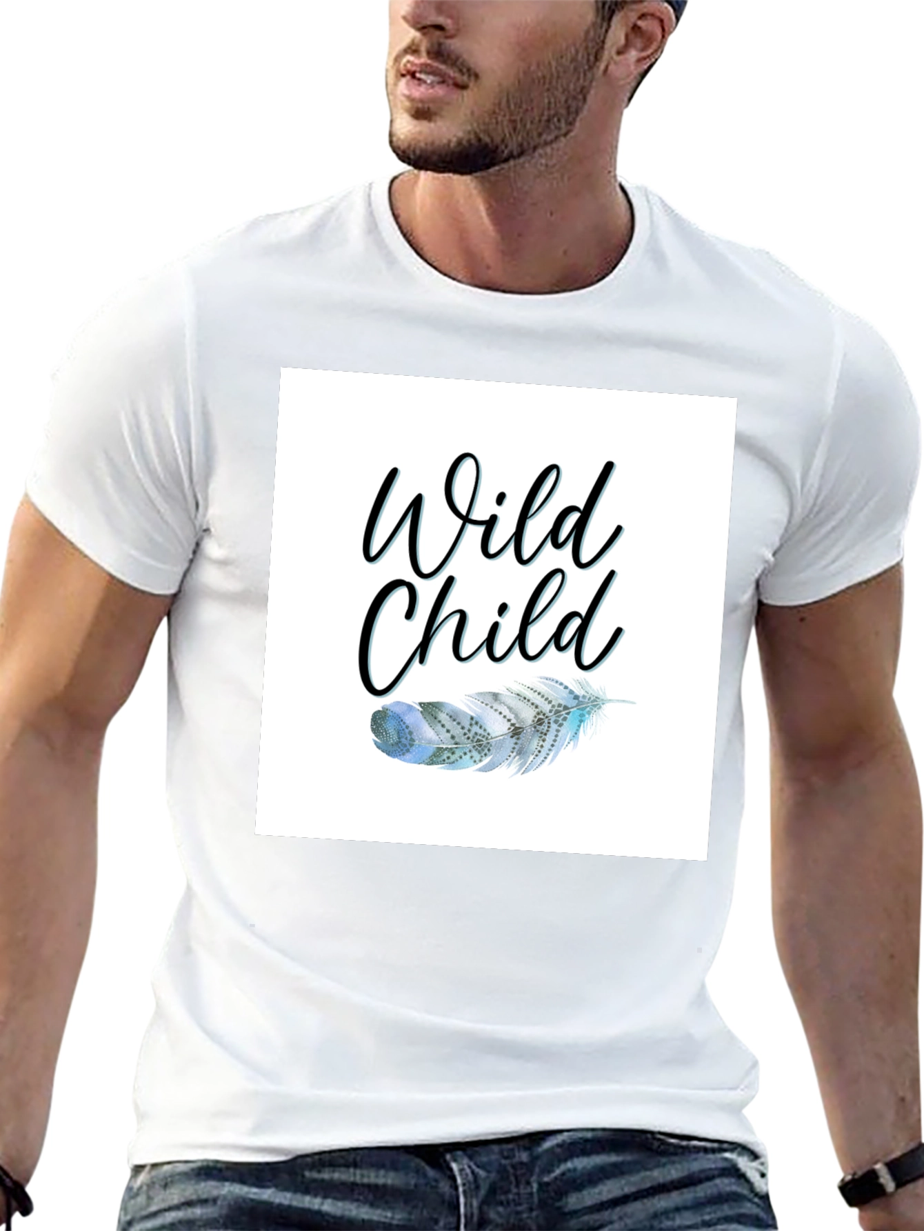 Wild Child Feather Graphic Black Tee