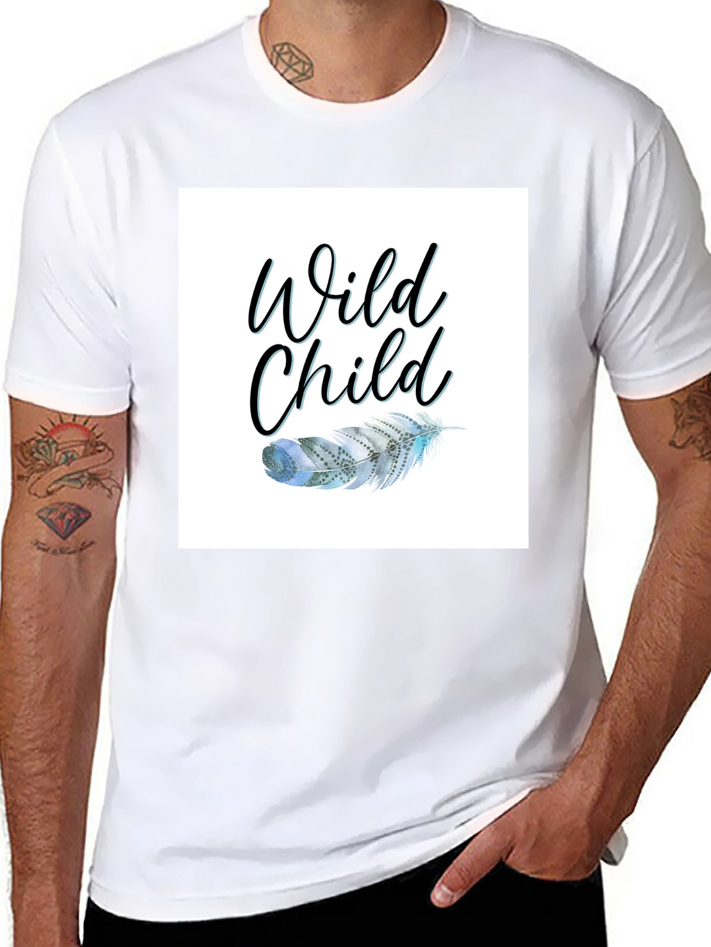 Wild Child Feather Graphic Black Tee