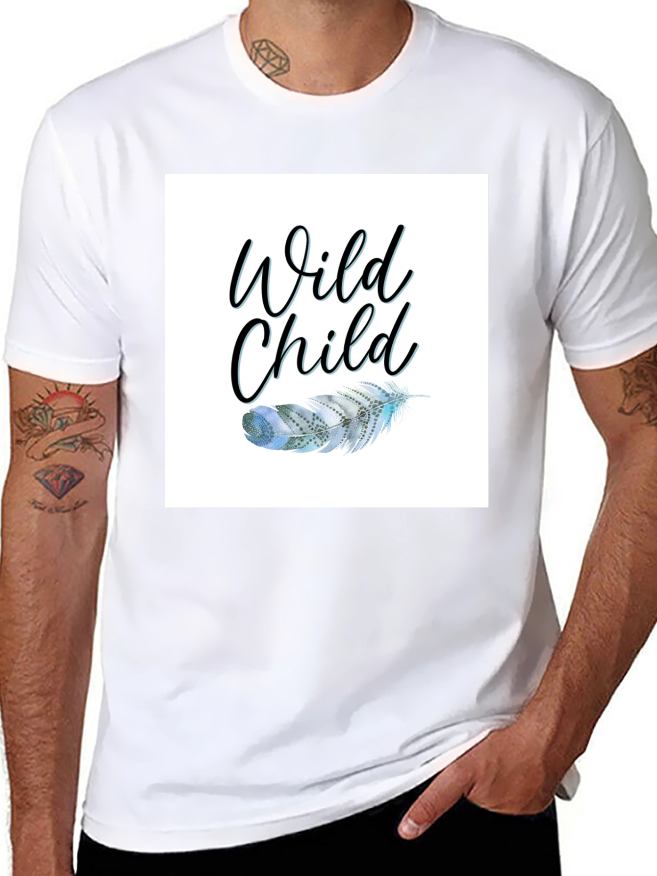 Wild Child Feather Graphic Black Tee