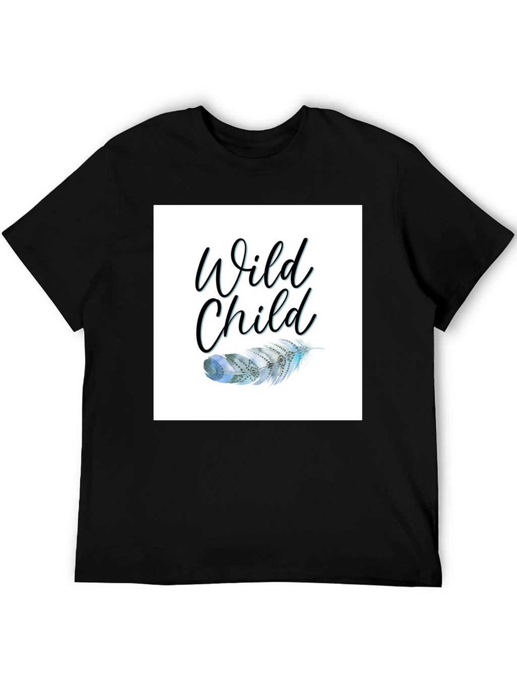Wild Child Feather Graphic Black Tee