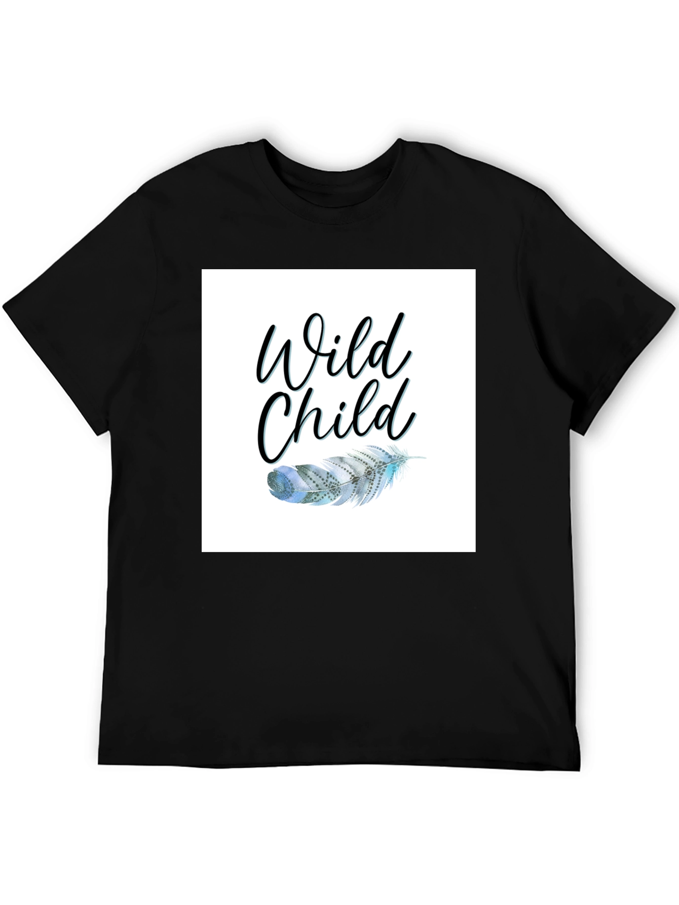 Wild Child Feather Graphic Black Tee