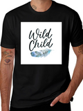 Wild Child Feather Graphic Black Tee