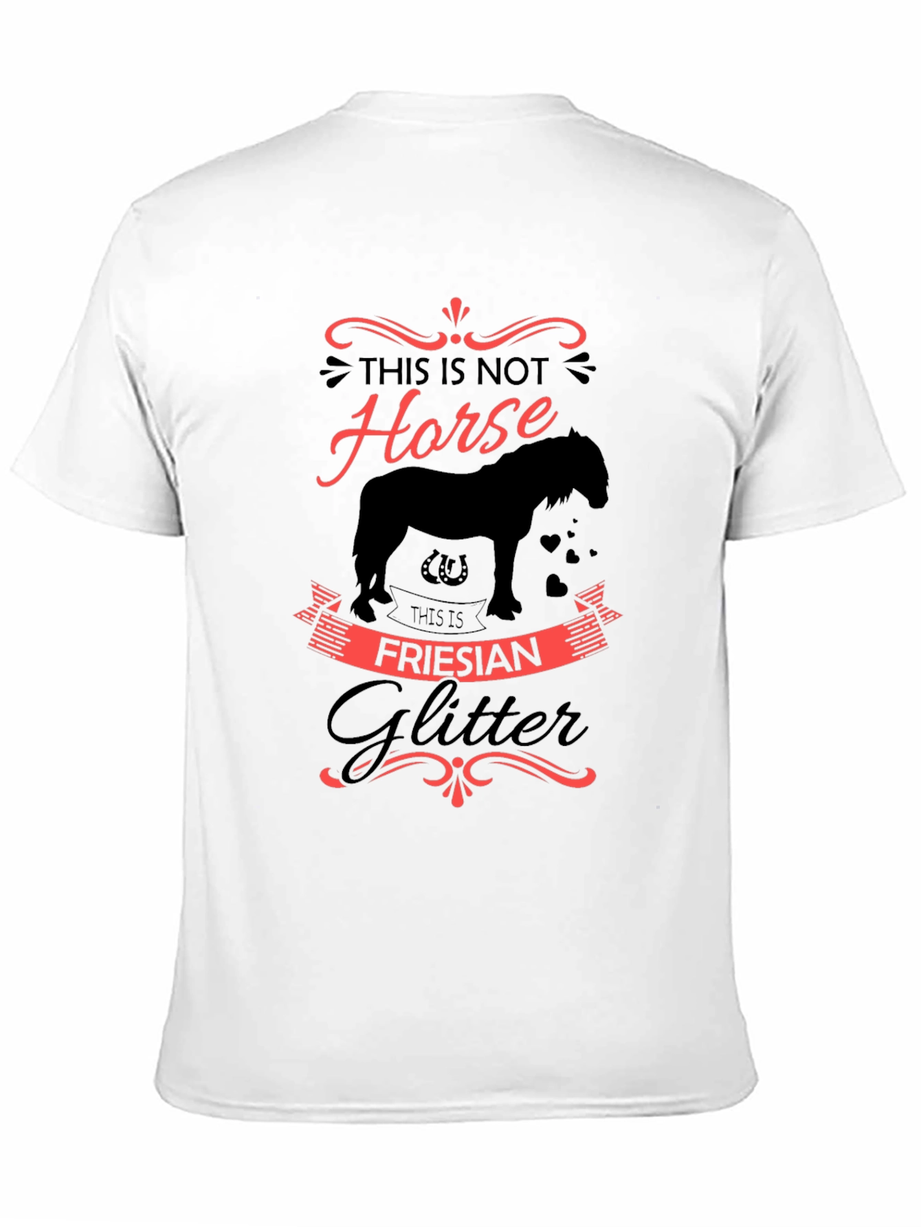 Friesian Glitter Horse Graphic Black T-Shirt