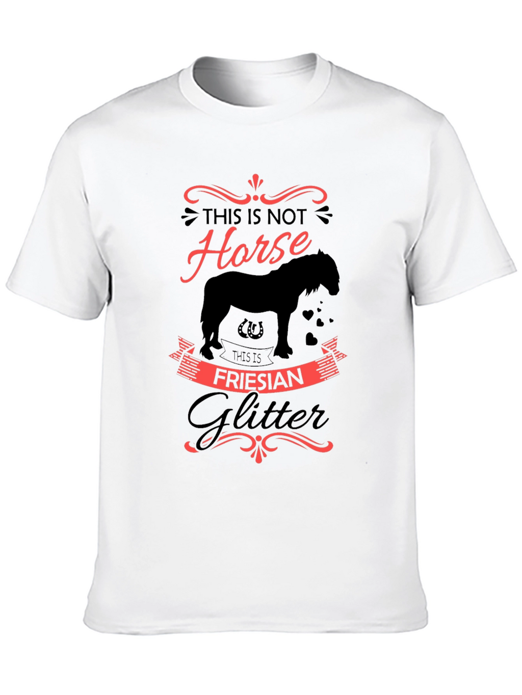 Friesian Glitter Horse Graphic Black T-Shirt
