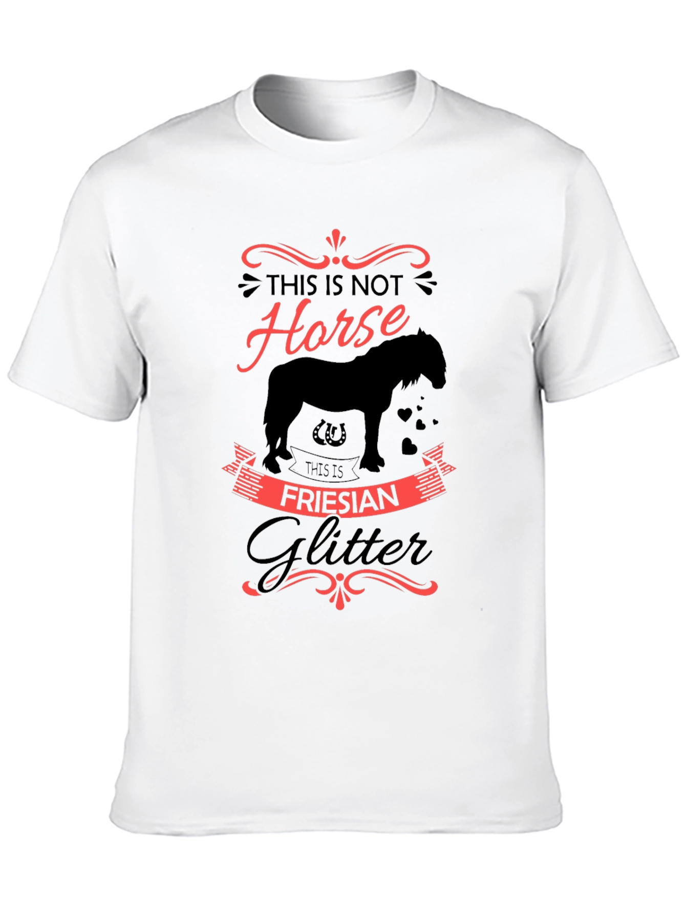 Friesian Glitter Horse Graphic Black T-Shirt