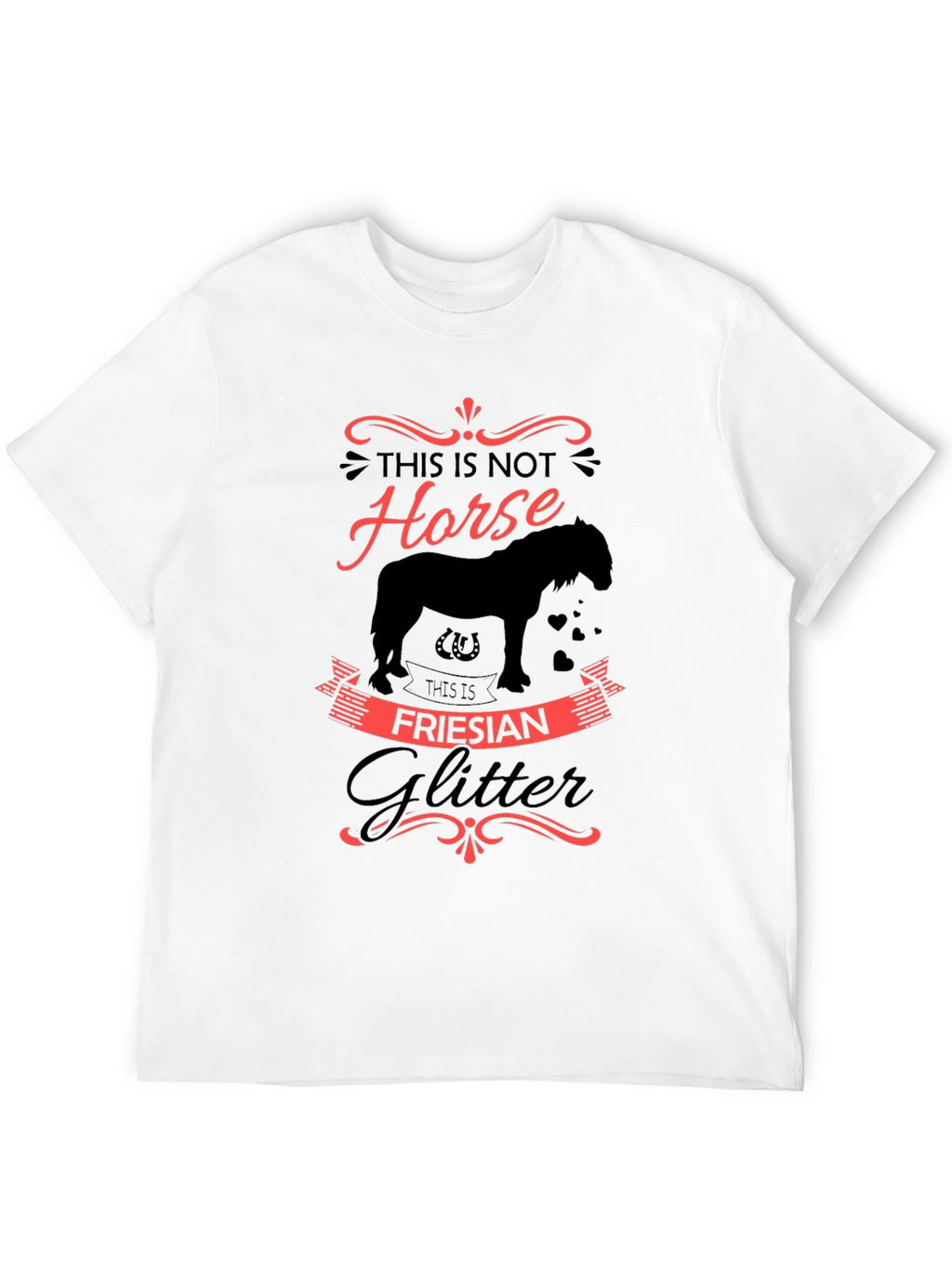 Friesian Glitter Horse Graphic Black T-Shirt