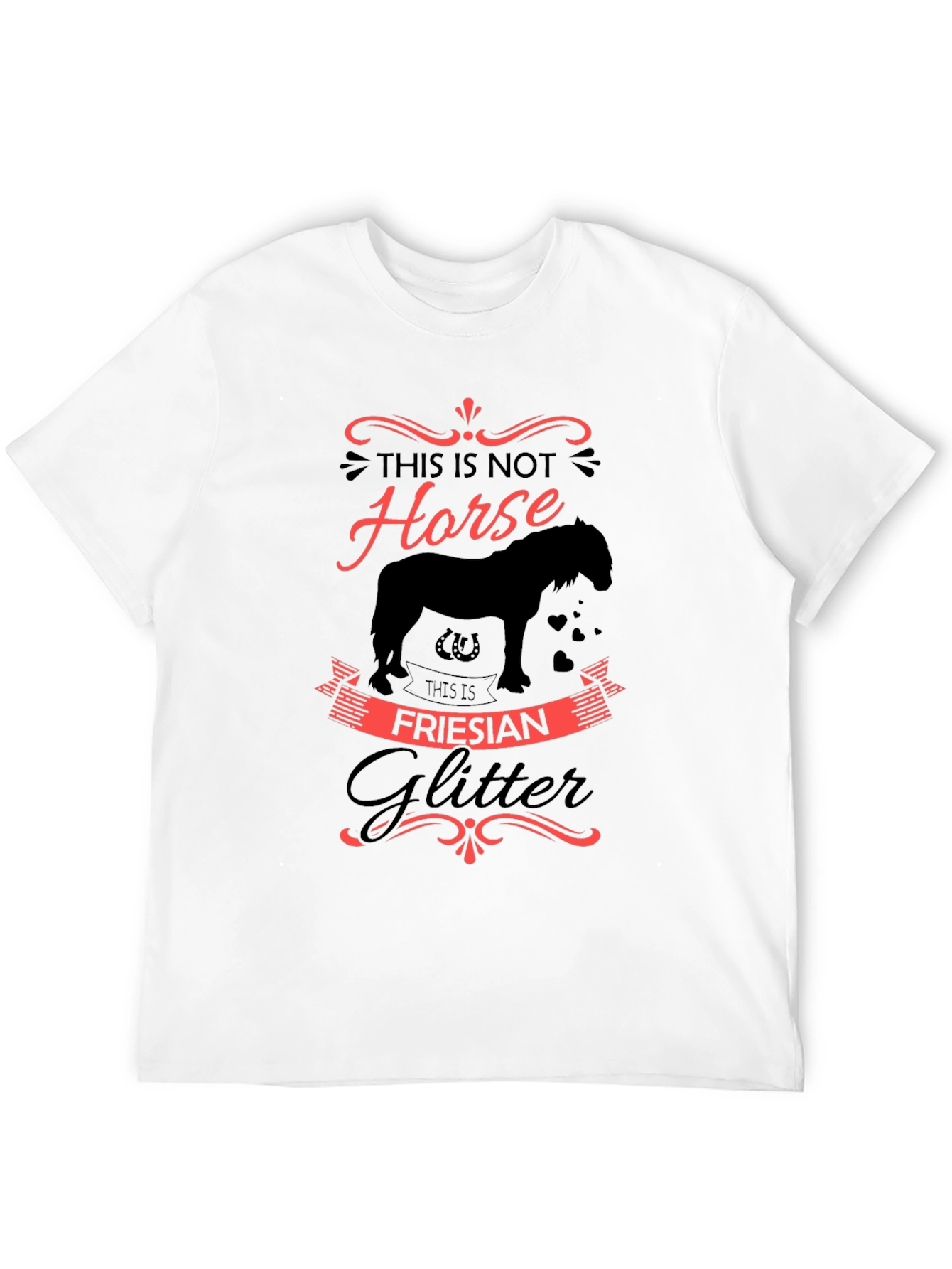 Friesian Glitter Horse Graphic Black T-Shirt