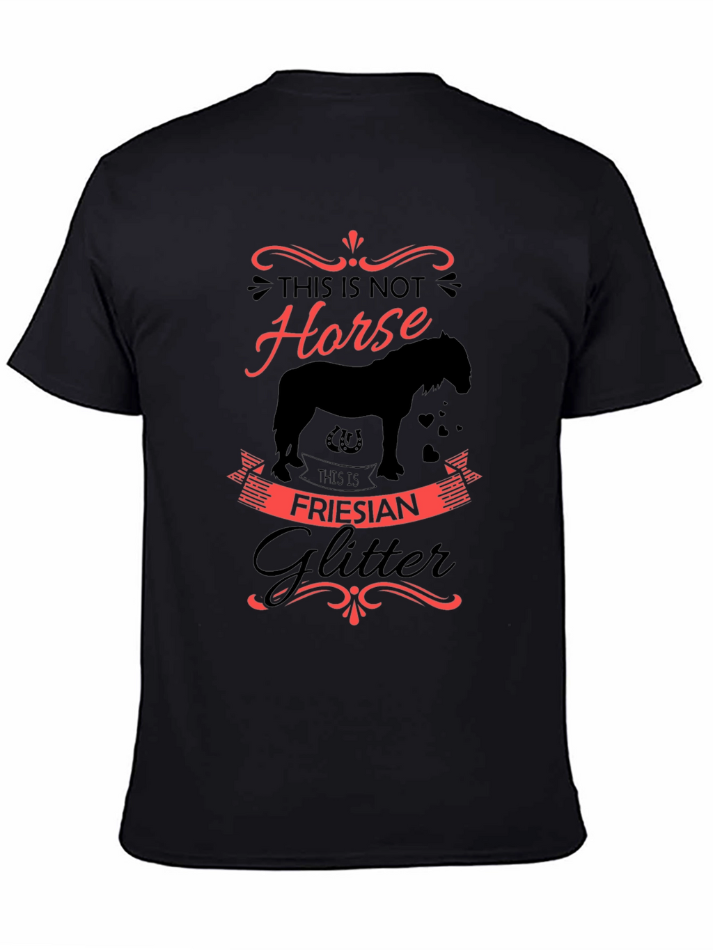 Friesian Glitter Horse Graphic Black T-Shirt