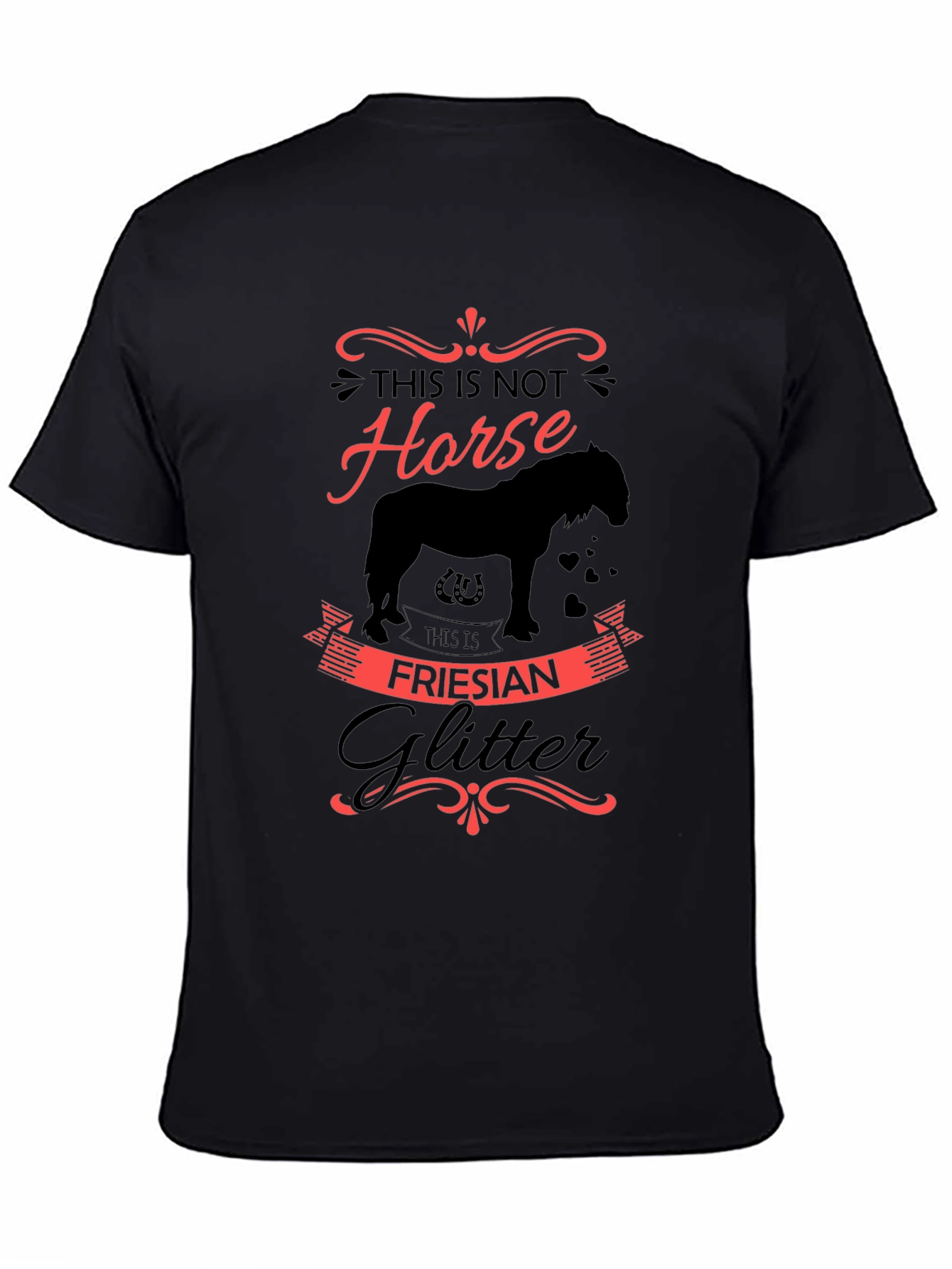 Friesian Glitter Horse Graphic Black T-Shirt