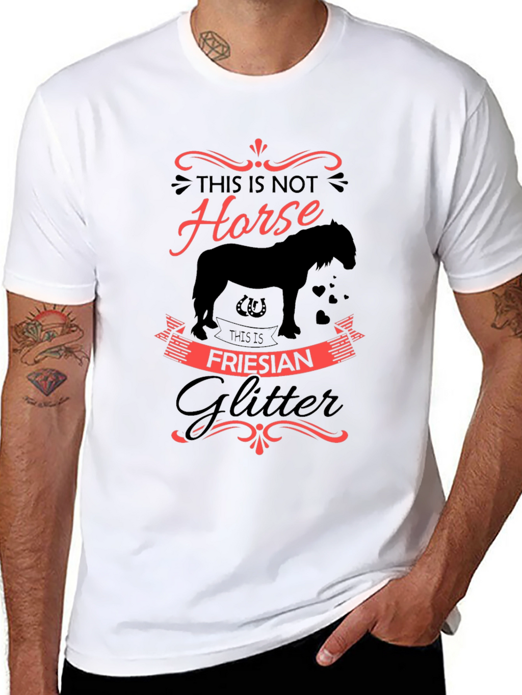 Friesian Glitter Horse Graphic Black T-Shirt