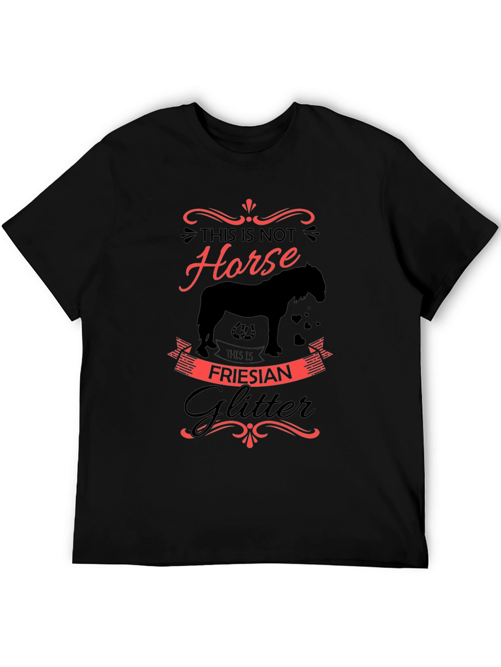 Friesian Glitter Horse Graphic Black T-Shirt