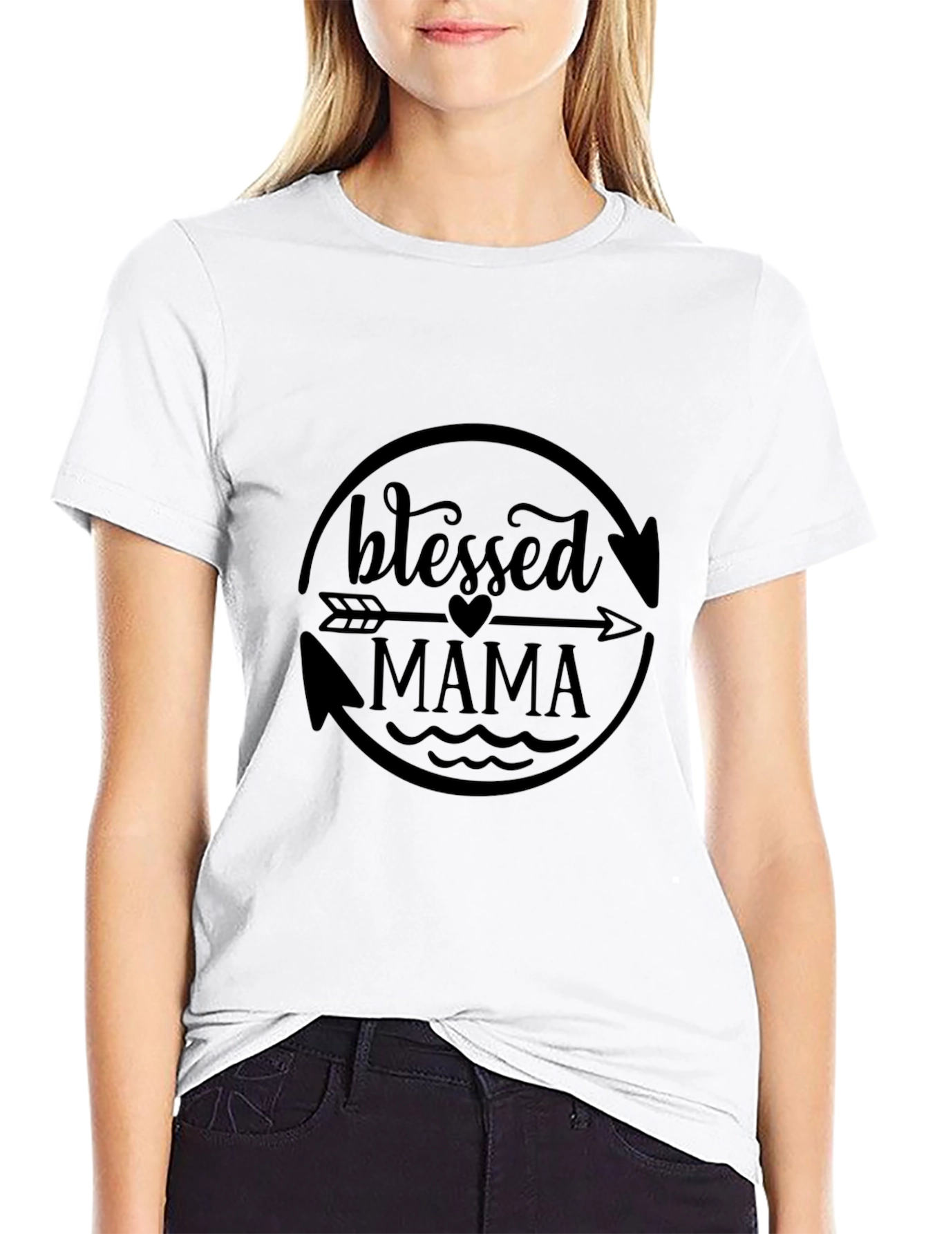Blessed Mama Graphic Print T-Shirt