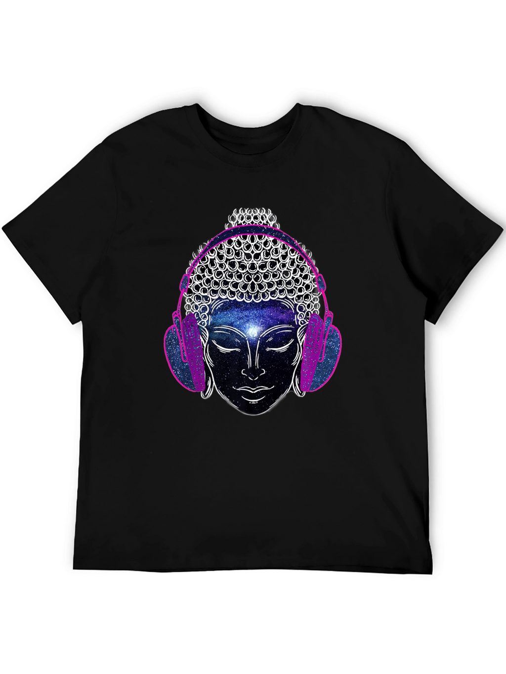 Buddha Galaxy Headphones Graphic Tee - Mens Black T-Shirt