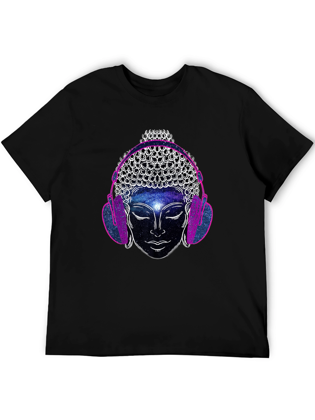 Buddha Galaxy Headphones Graphic Tee - Mens Black T-Shirt