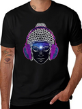 Buddha Galaxy Headphones Graphic Tee - Mens Black T-Shirt