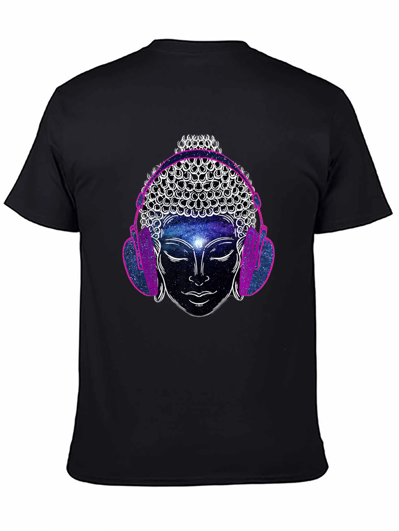 Buddha Galaxy Headphones Graphic Tee - Mens Black T-Shirt