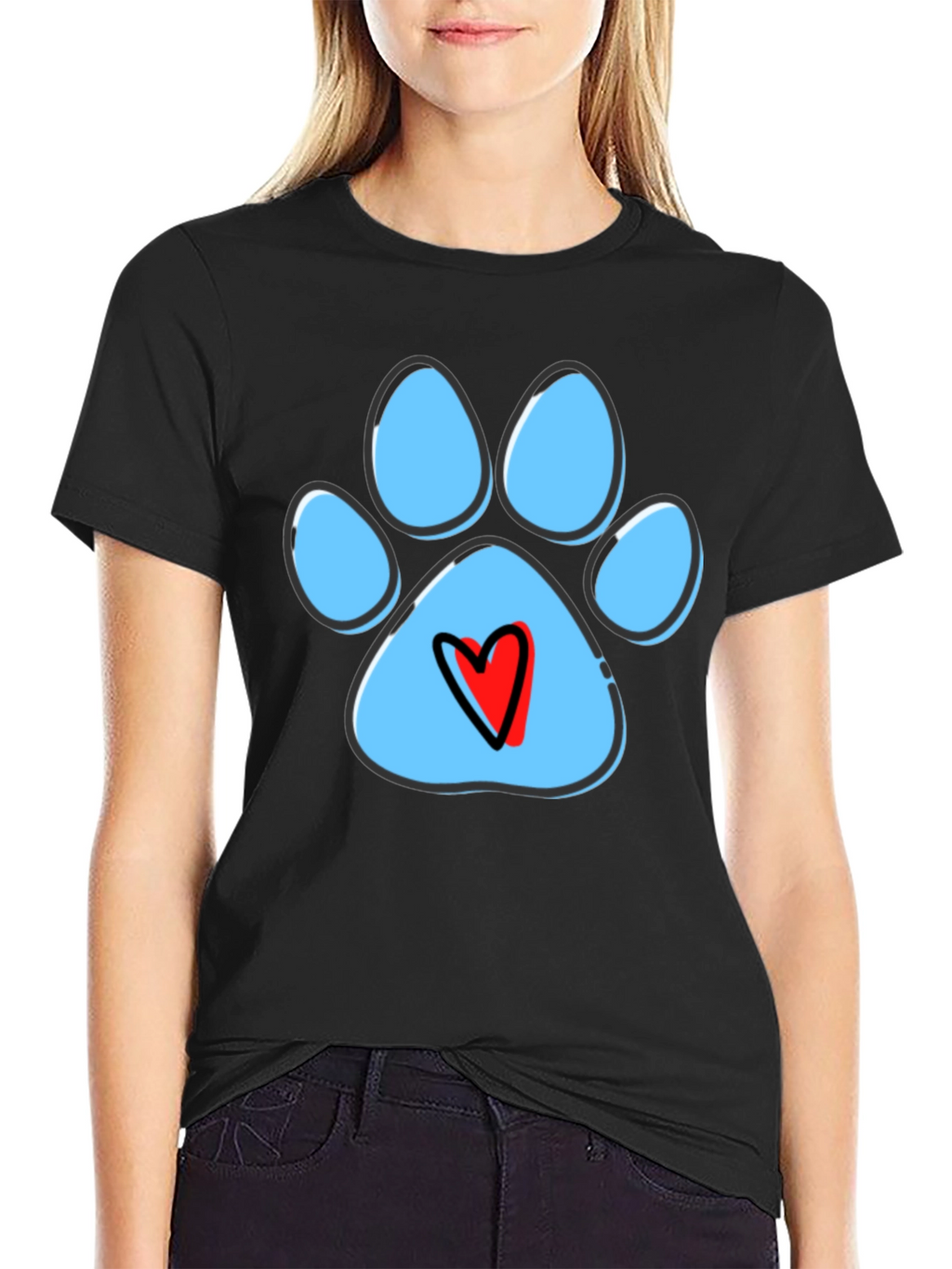 Paw Print Heart T-Shirt - Dog Lover Tee