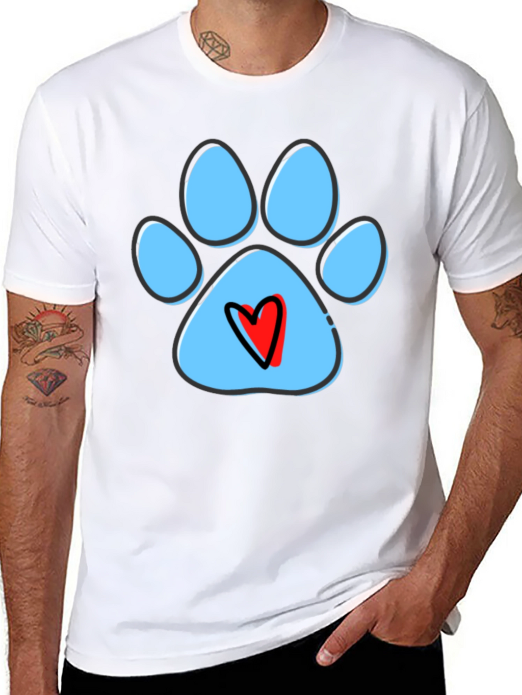 Paw Print Heart T-Shirt - Dog Lover Tee