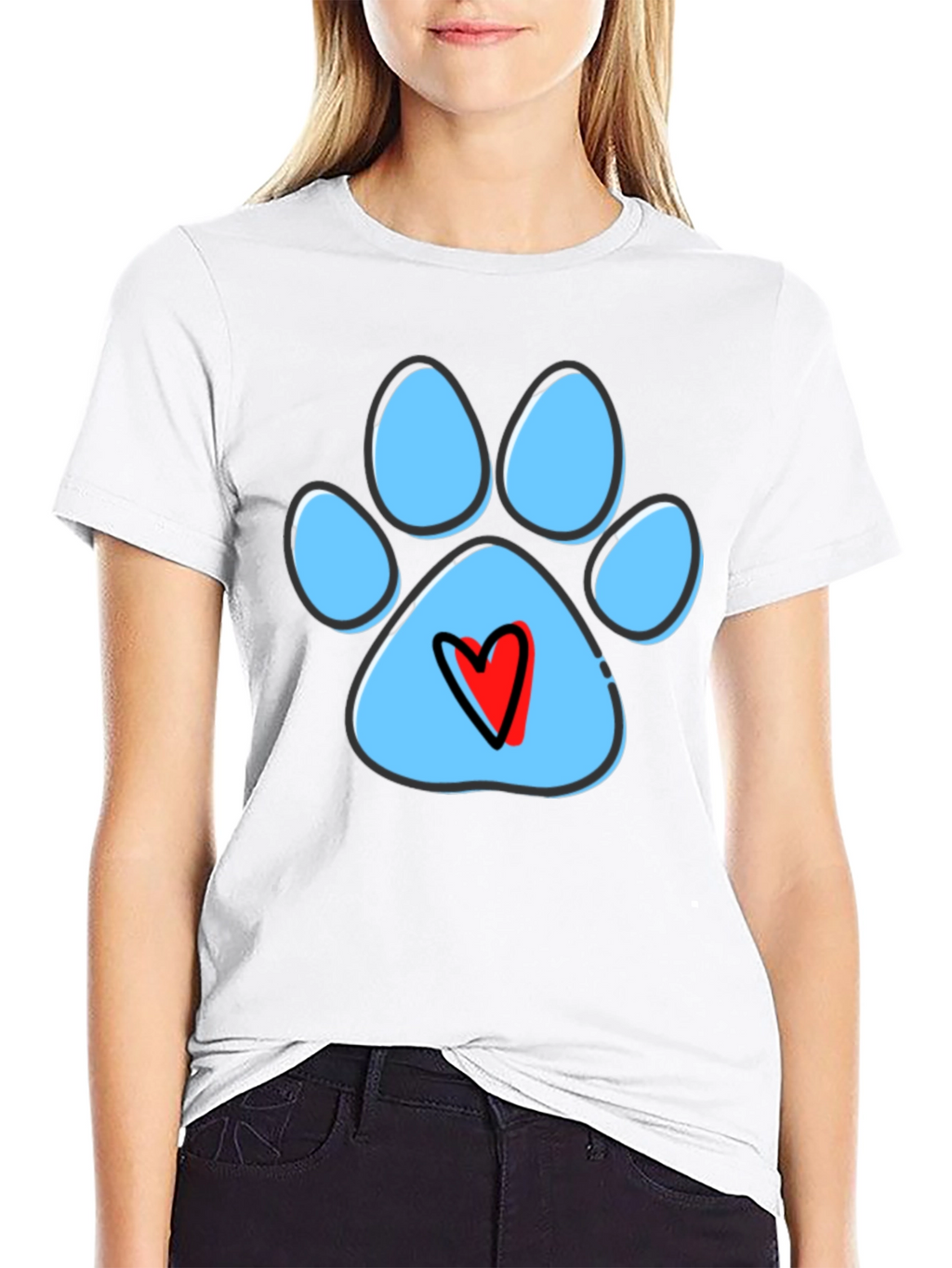 Paw Print Heart T-Shirt - Dog Lover Tee