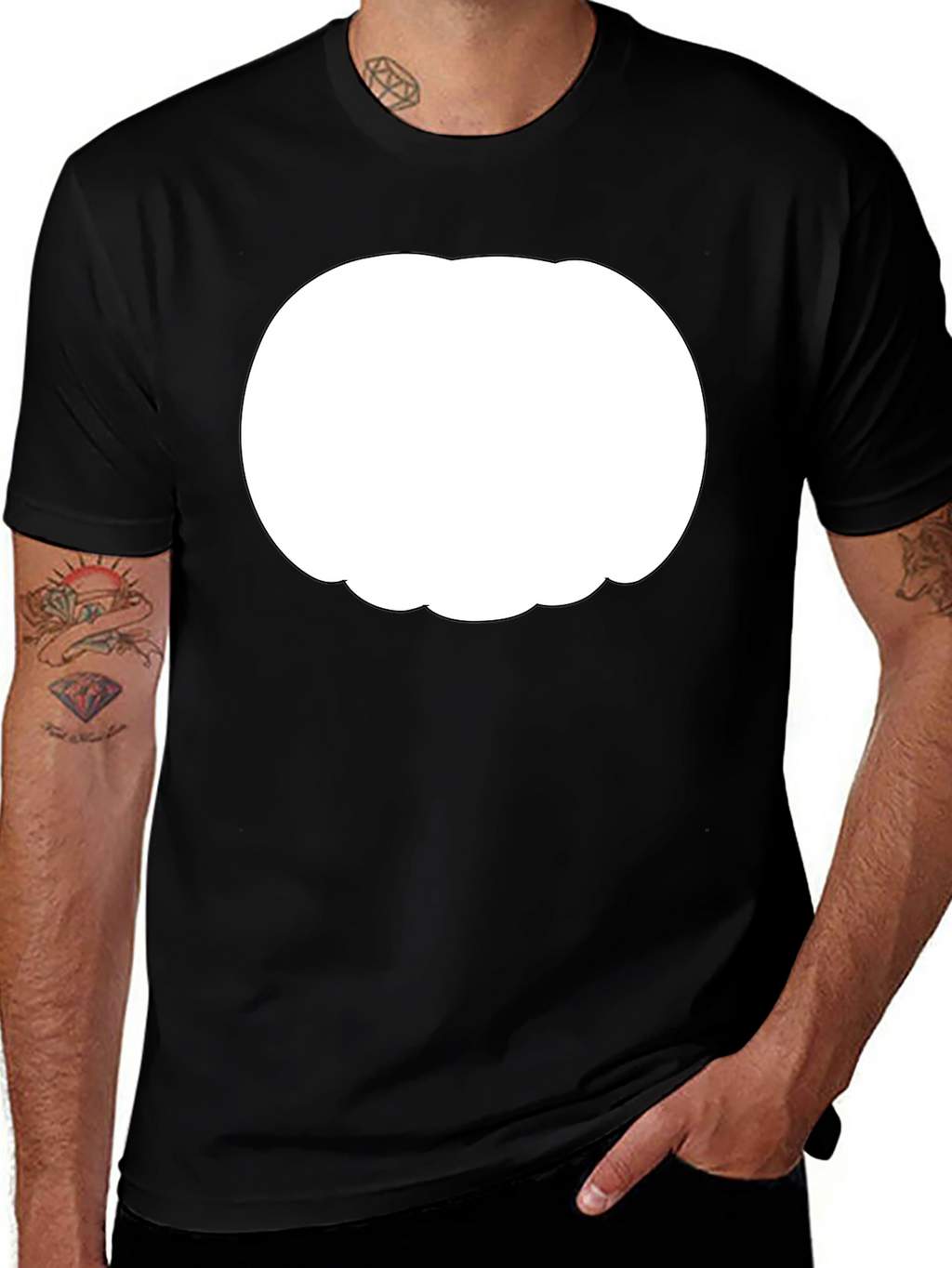 Mens Black T-Shirt with Customizable White Graphic