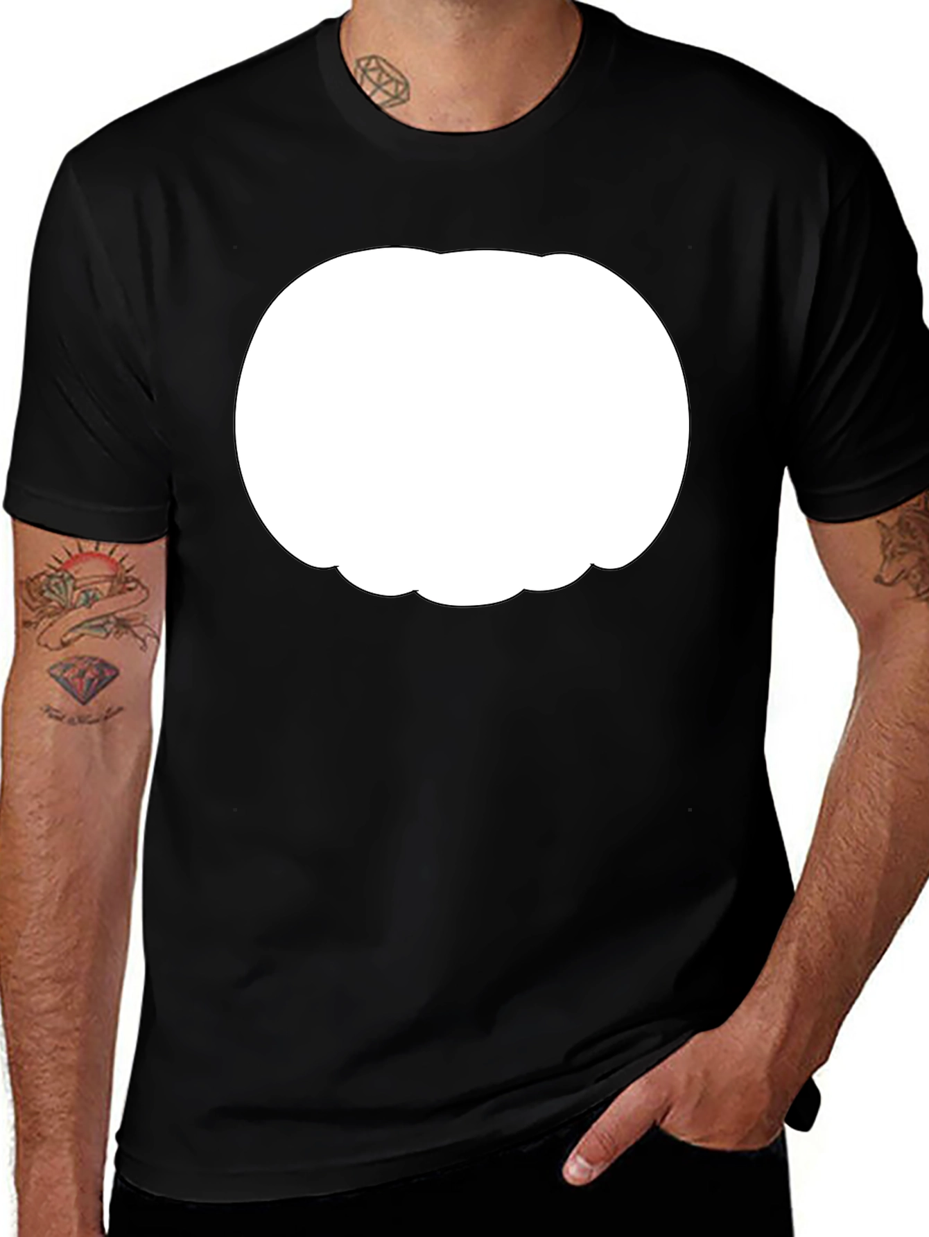Mens Black T-Shirt with Customizable White Graphic