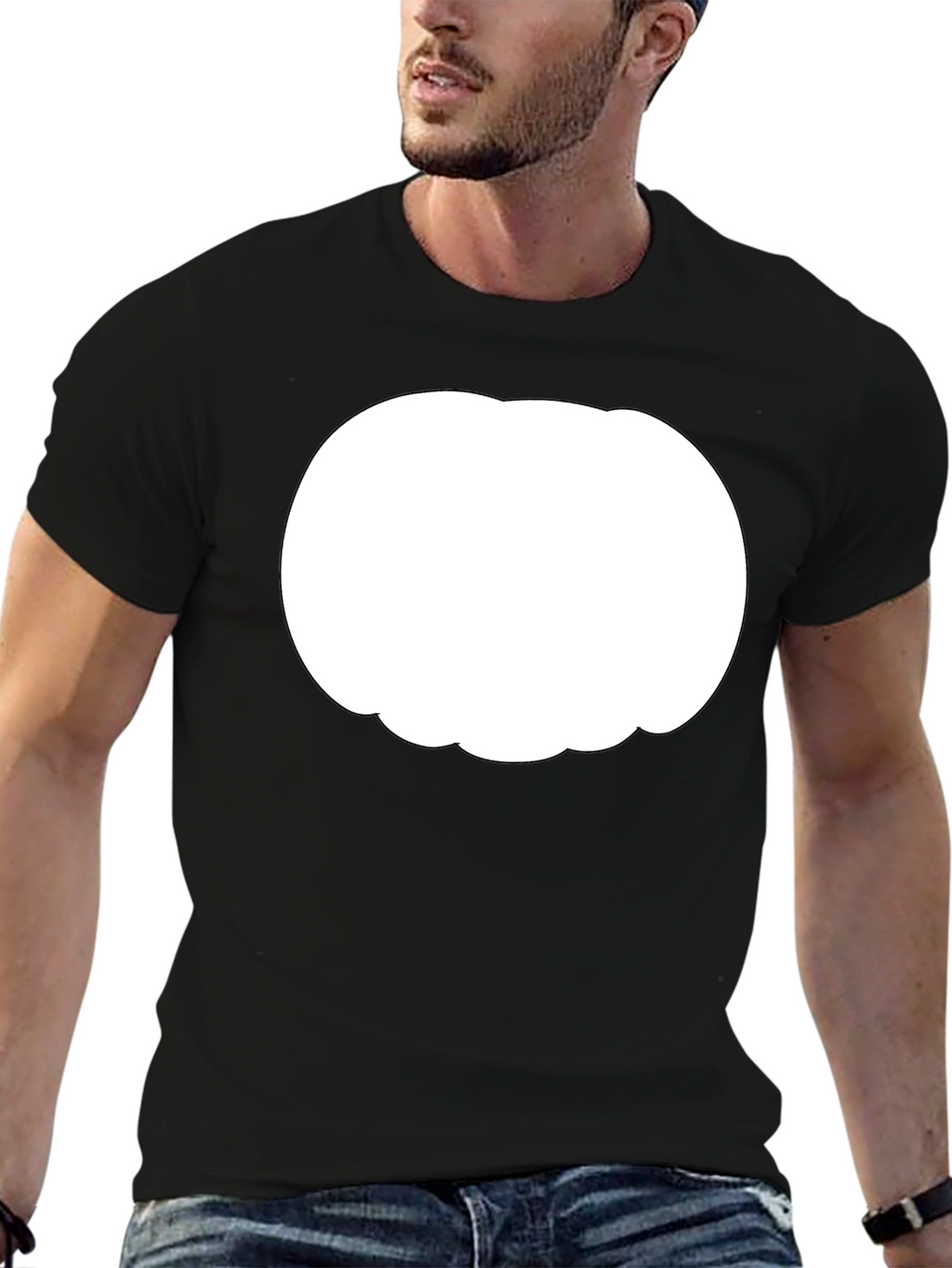 Mens Black T-Shirt with Customizable White Graphic
