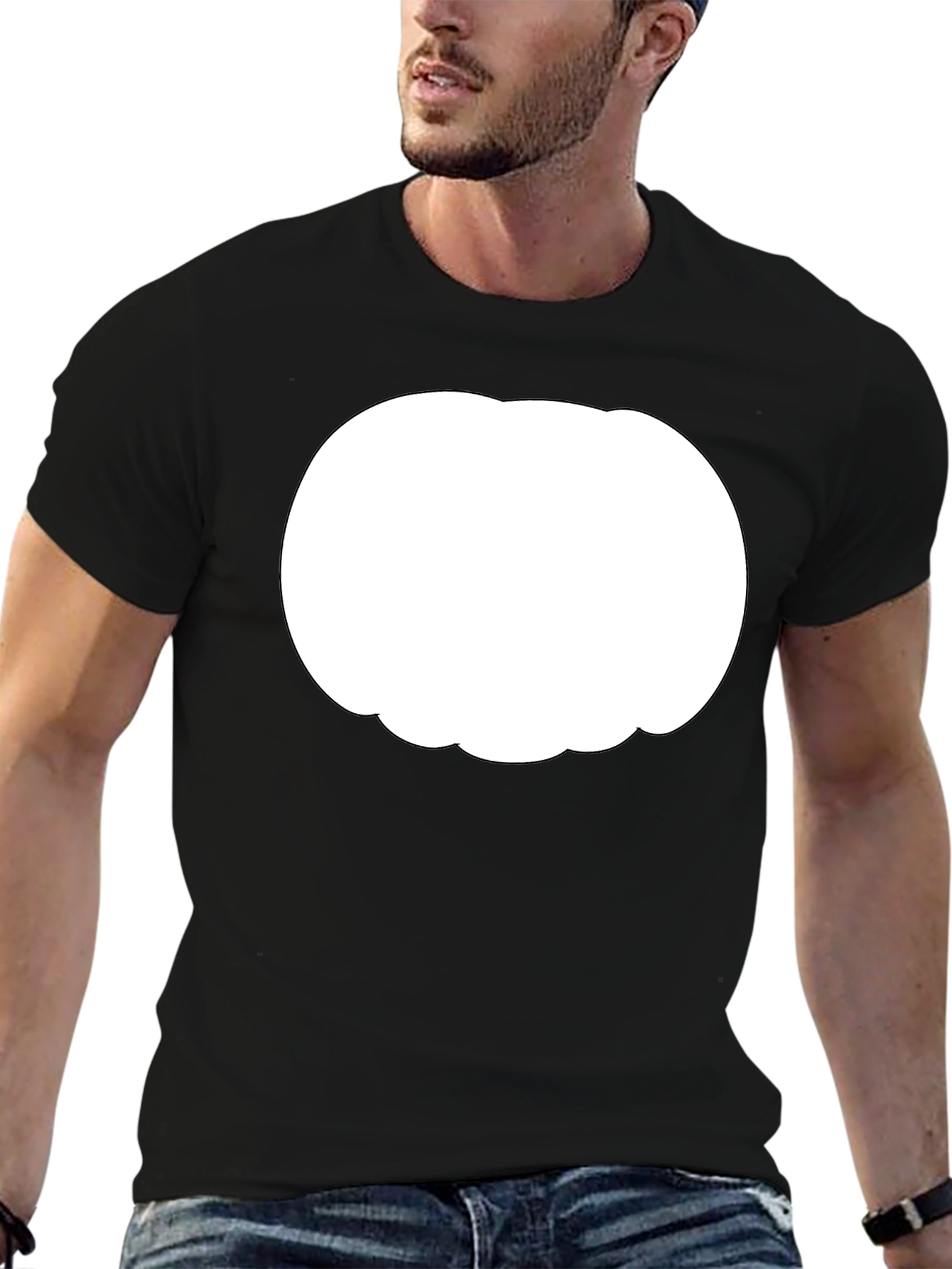 Mens Black T-Shirt with Customizable White Graphic