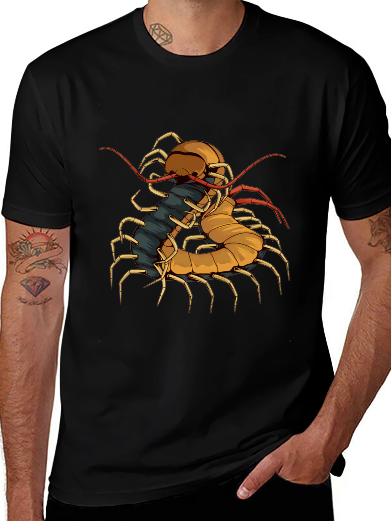 Centipede Graphic Tee - Unique Insect Design