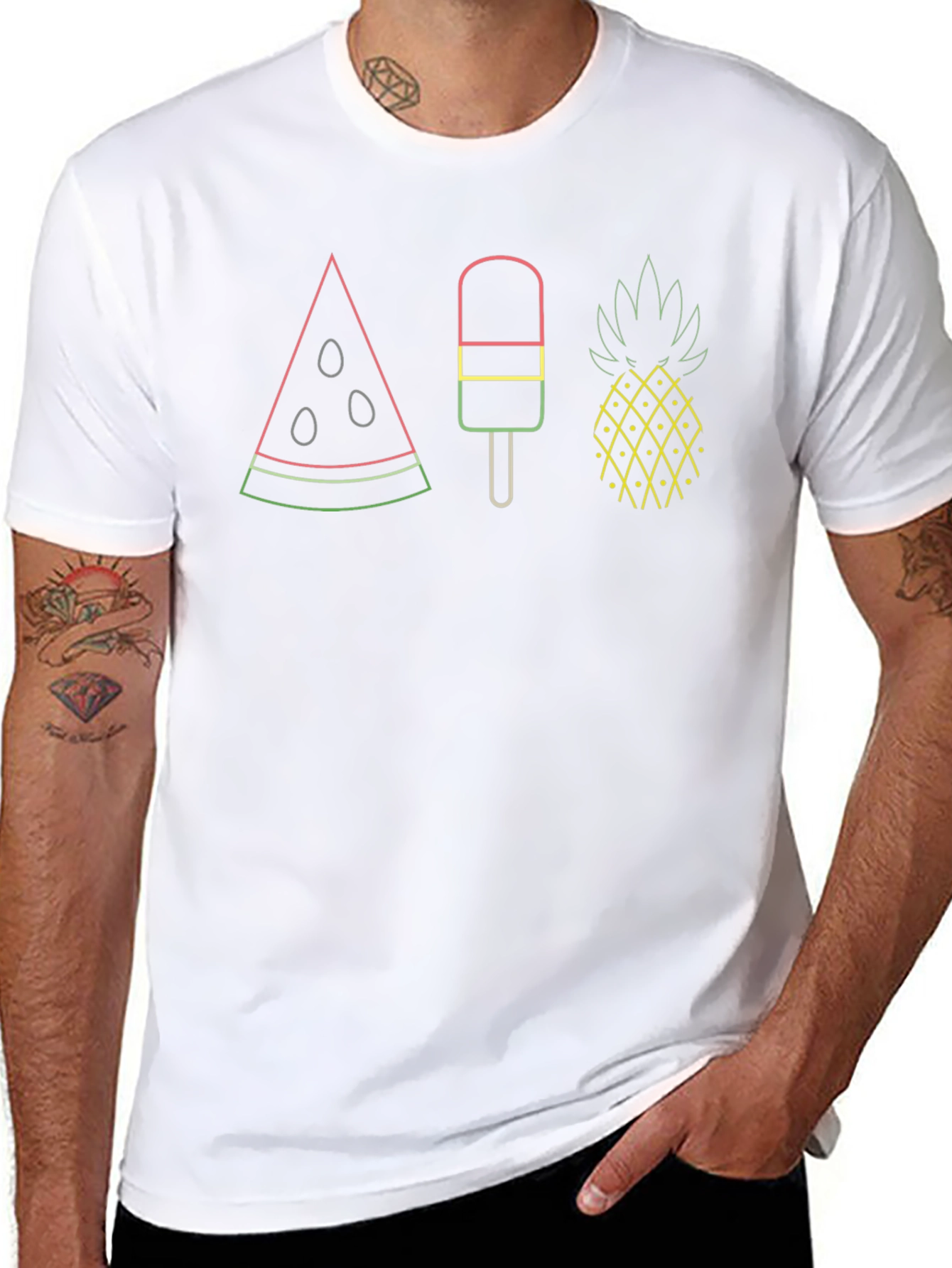 Summer Treats Graphic Tee - Watermelon Popsicle Pineapple