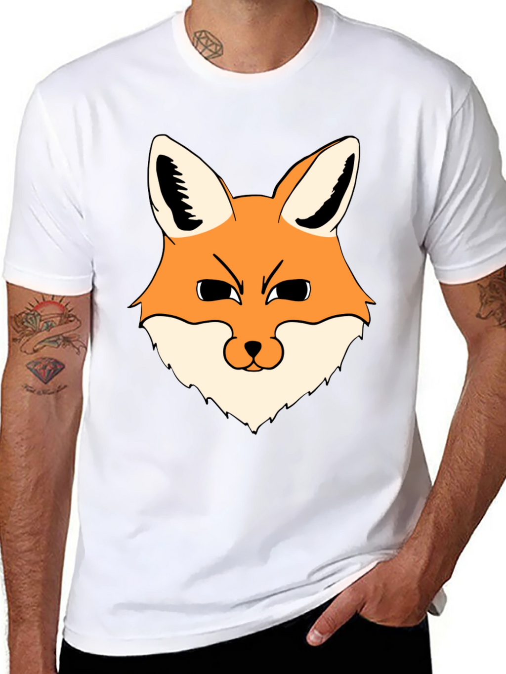 Fox Graphic Black T-Shirt - Mens Casual Wear