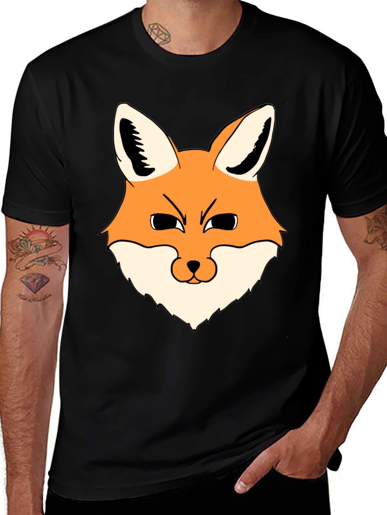 Fox Graphic Black T-Shirt - Mens Casual Wear