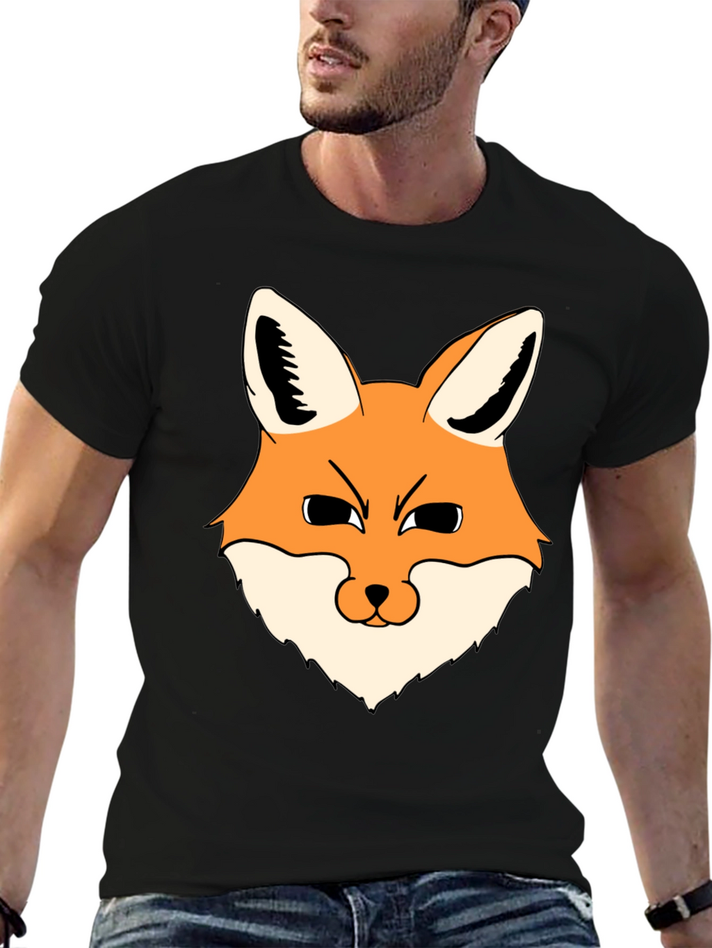 Fox Graphic Black T-Shirt - Mens Casual Wear