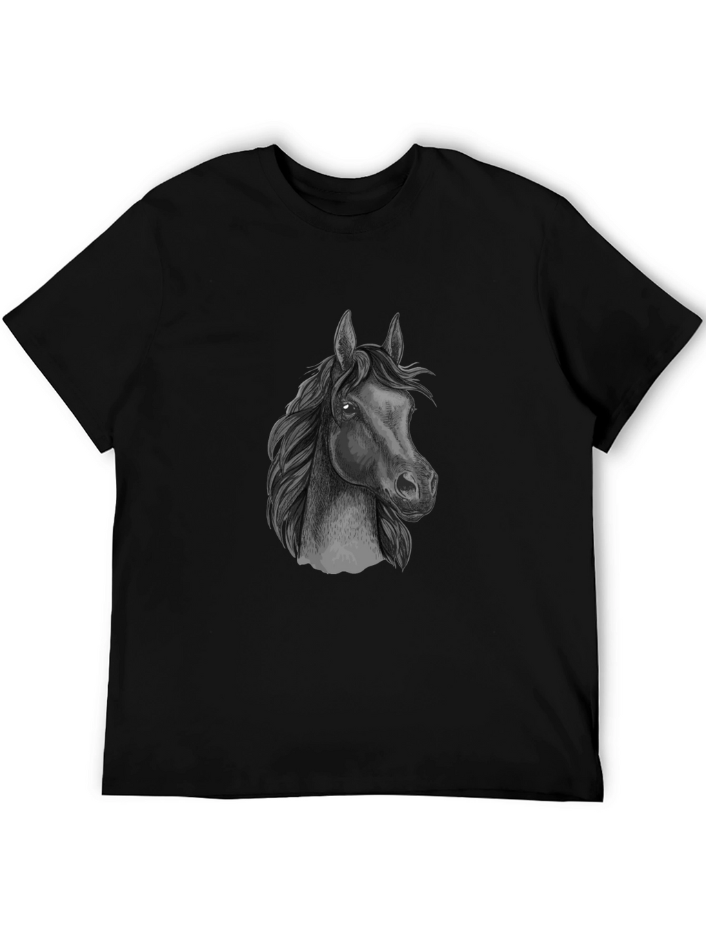 Black T-Shirt with Horse Graphic