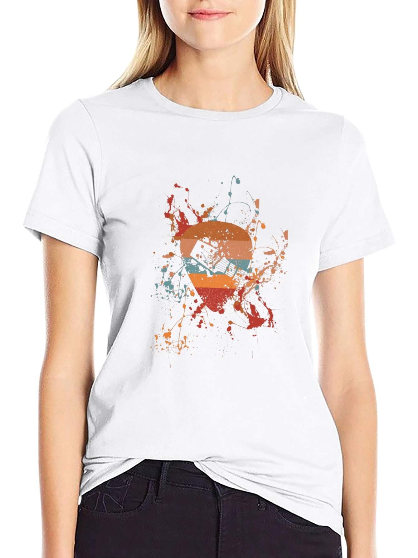 Retro Guitar Splash Graphic Tee - Unique Design