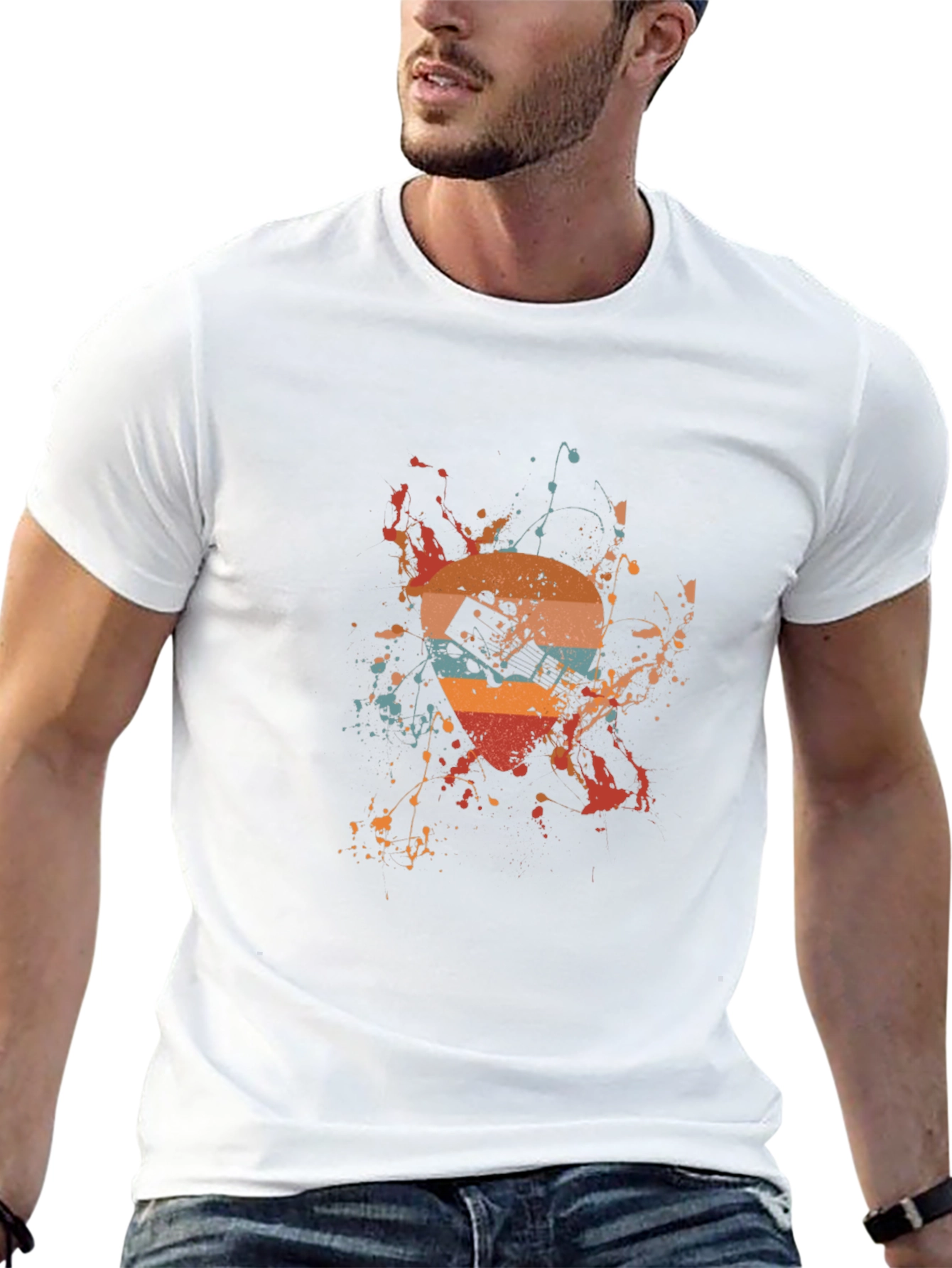 Retro Guitar Splash Graphic Tee - Unique Design