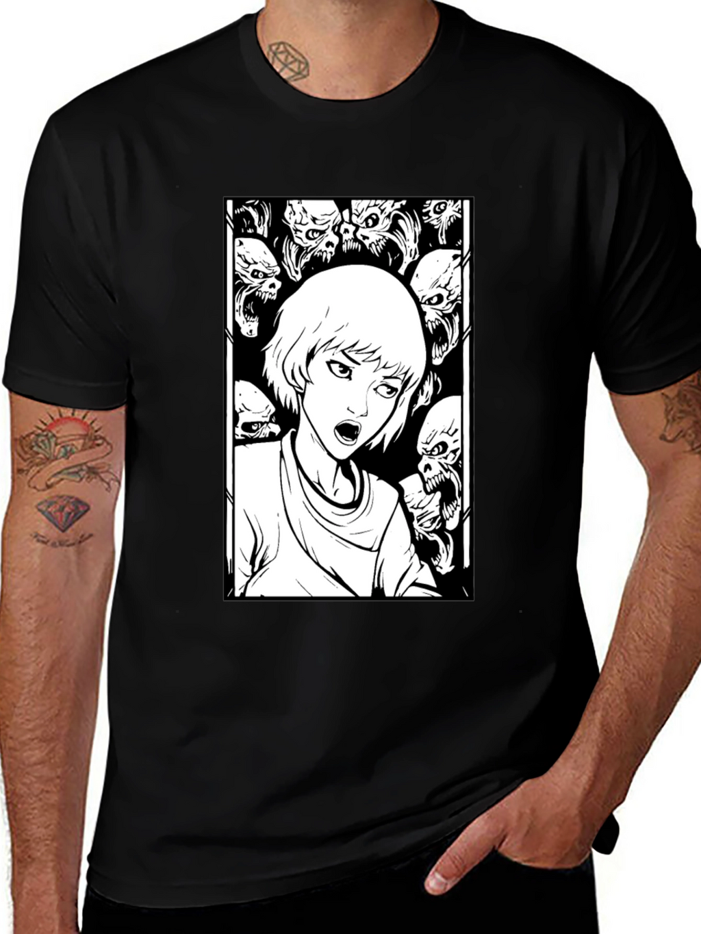 Horror Comic Graphic Tee - Black T-Shirt