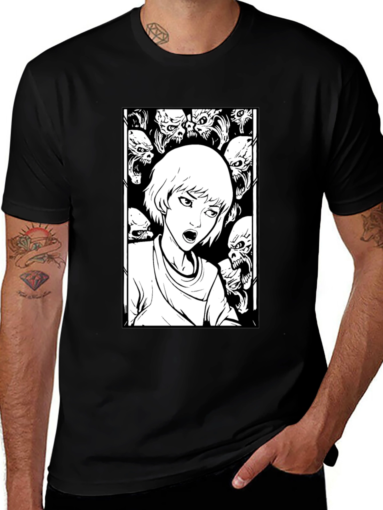 Horror Comic Graphic Tee - Black T-Shirt