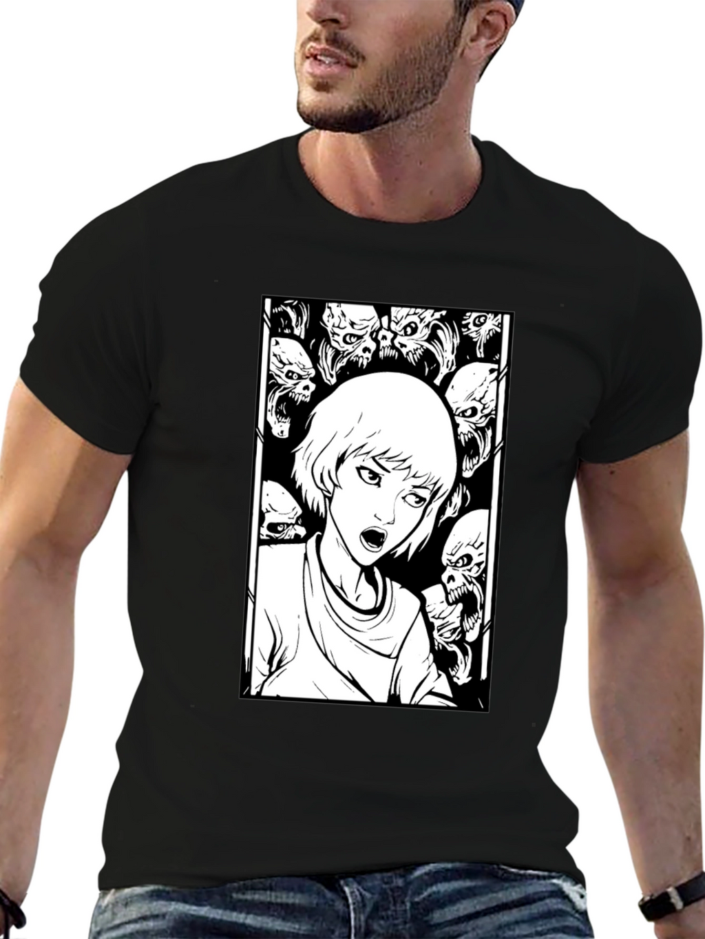 Horror Comic Graphic Tee - Black T-Shirt