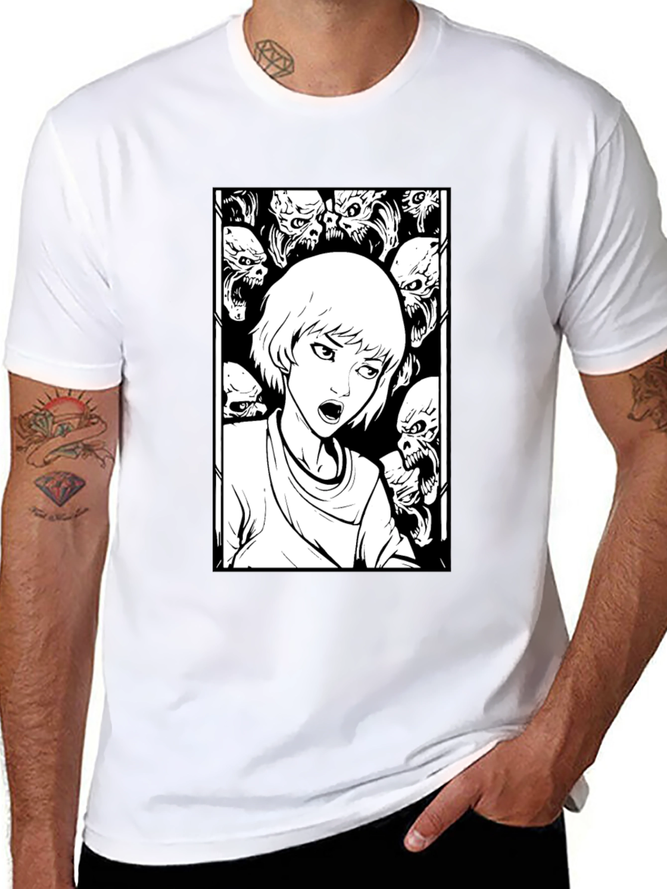 Horror Comic Graphic Tee - Black T-Shirt