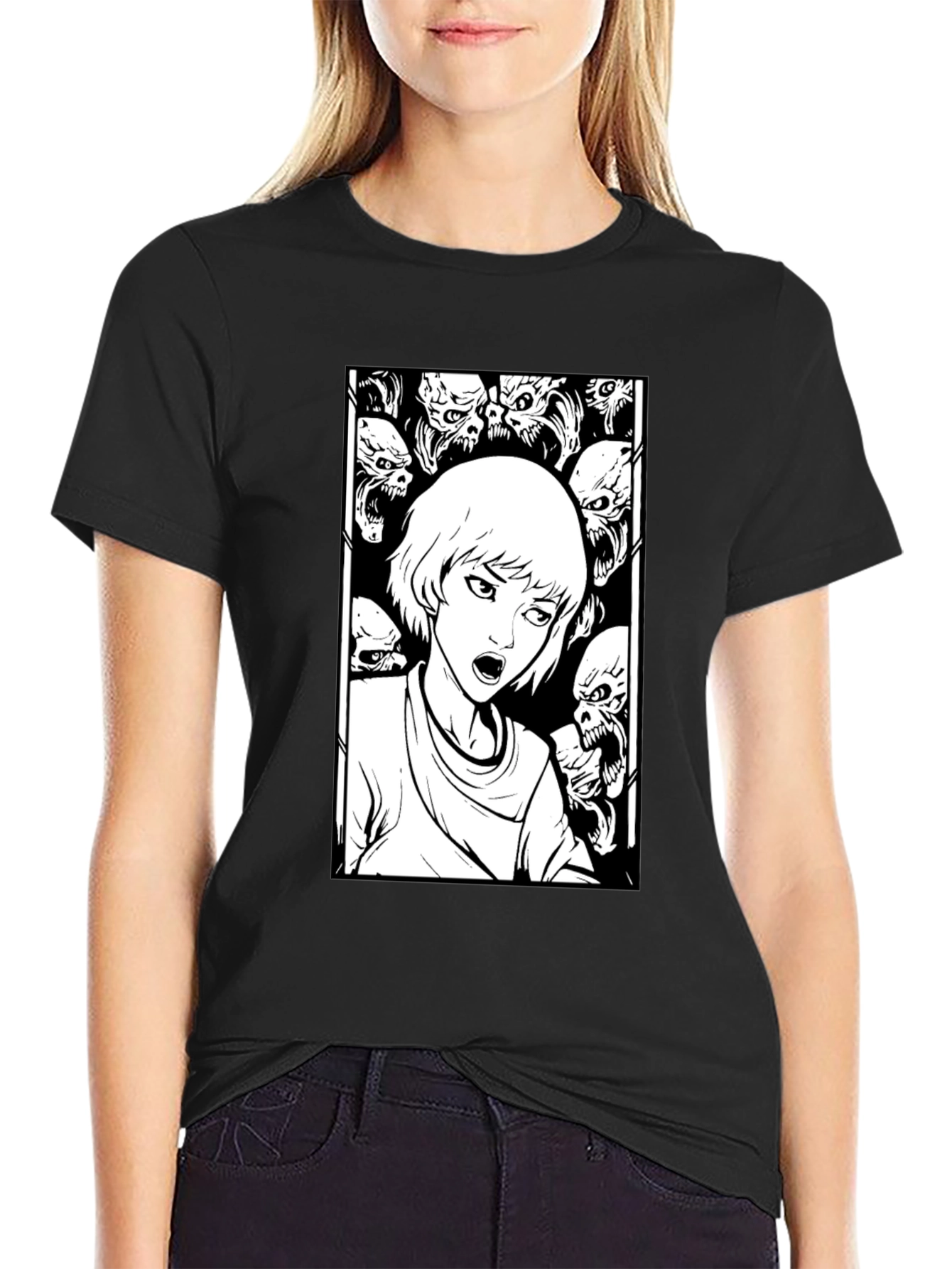 Horror Comic Graphic Tee - Black T-Shirt