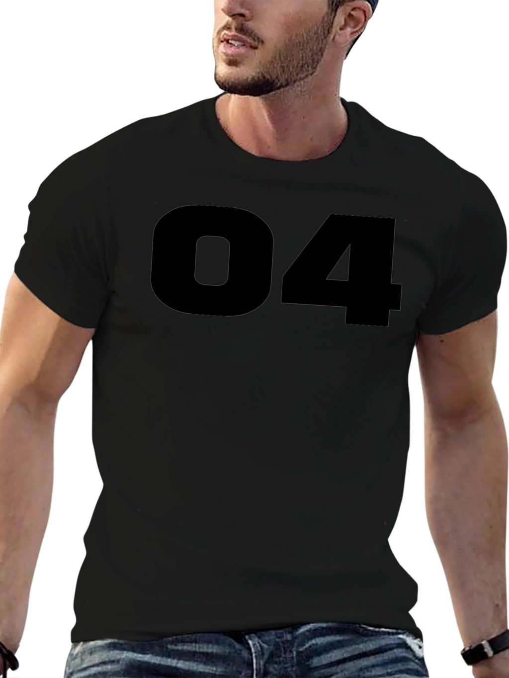 Bold Number 04 Black T-Shirt