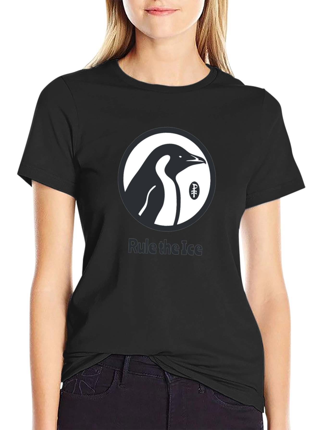 Rule the Ice Penguin Graphic Tee - Cool Black T-Shirt