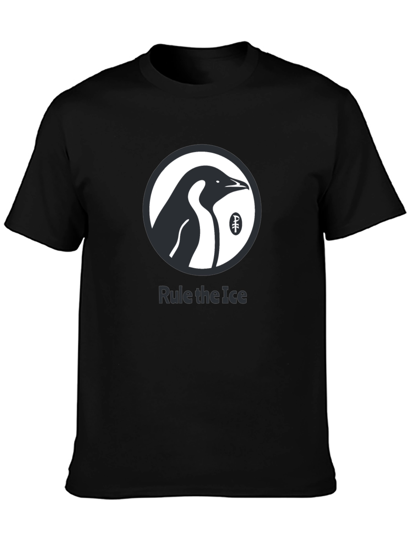Rule the Ice Penguin Graphic Tee - Cool Black T-Shirt