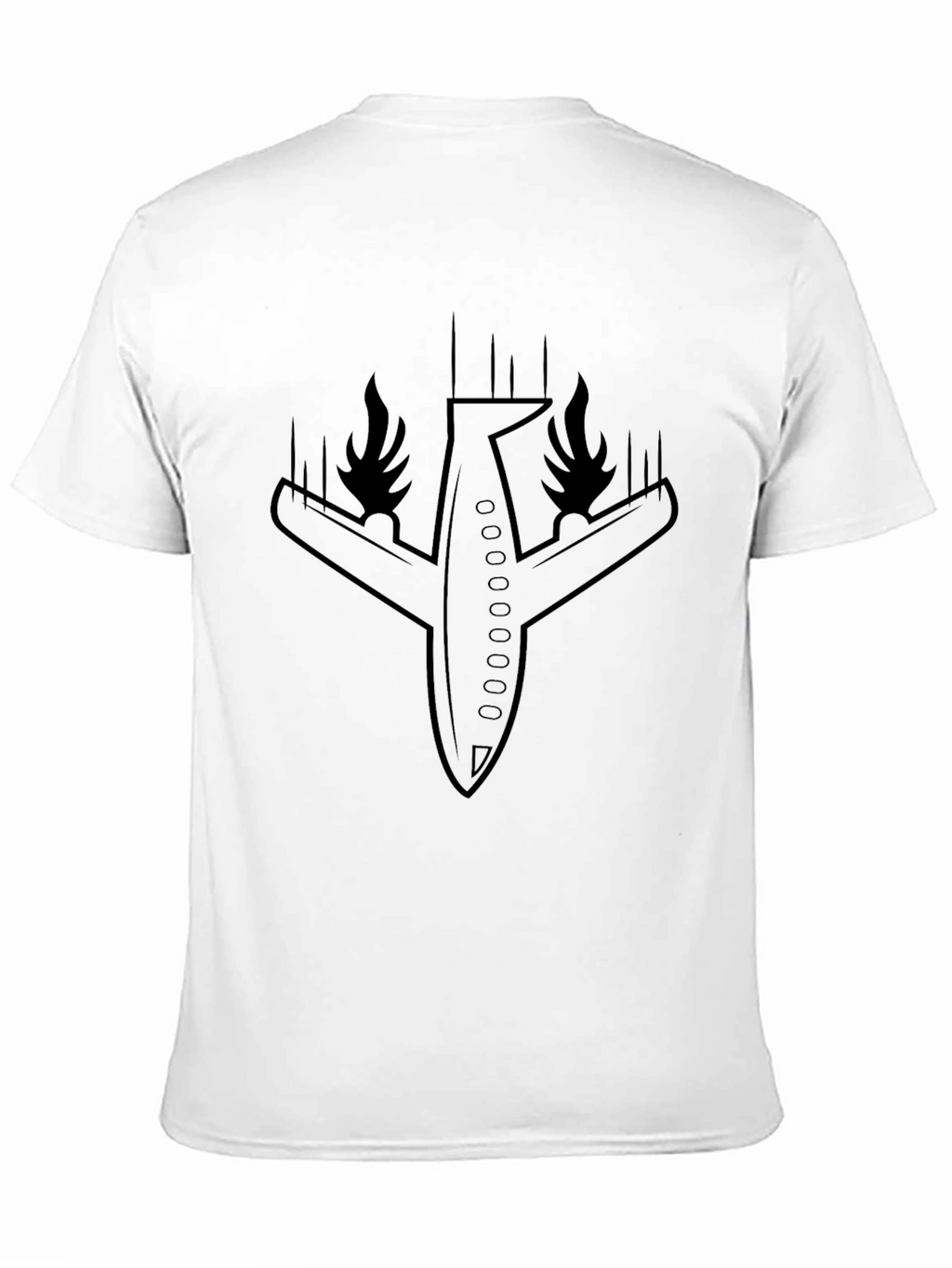 Burning Airplane Graphic T-Shirt - Mens Black Tee