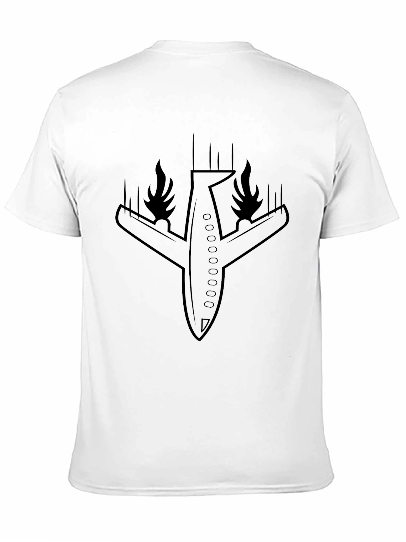 Burning Airplane Graphic T-Shirt - Mens Black Tee