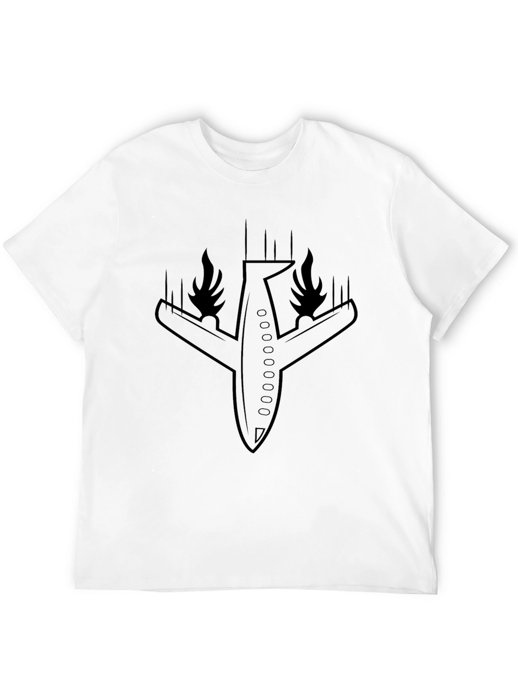 Burning Airplane Graphic T-Shirt - Mens Black Tee