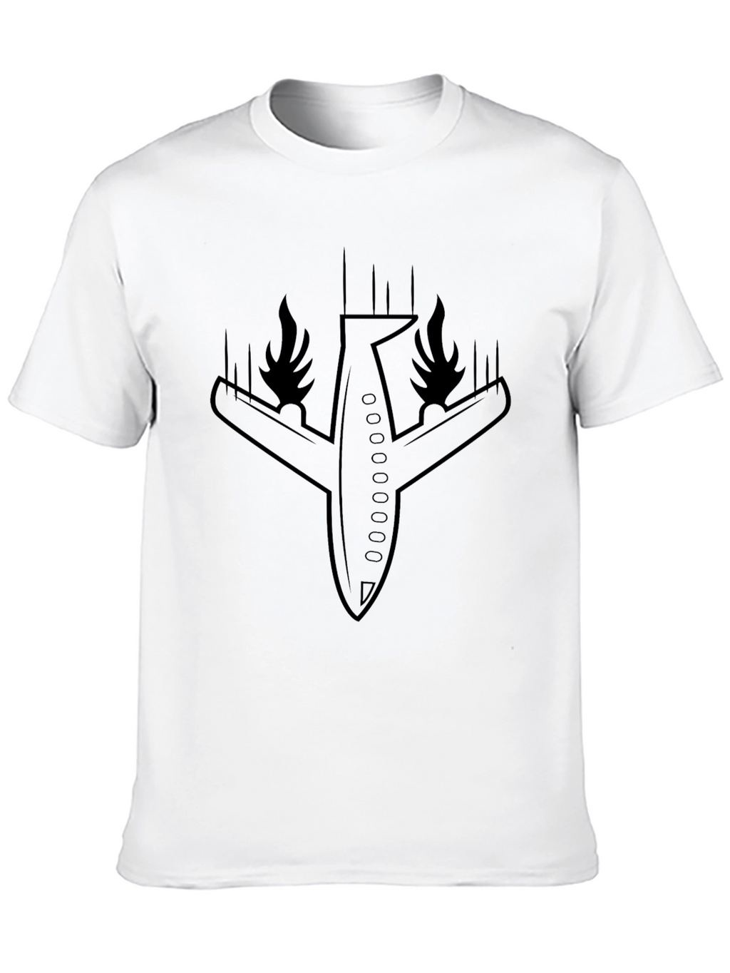 Burning Airplane Graphic T-Shirt - Mens Black Tee