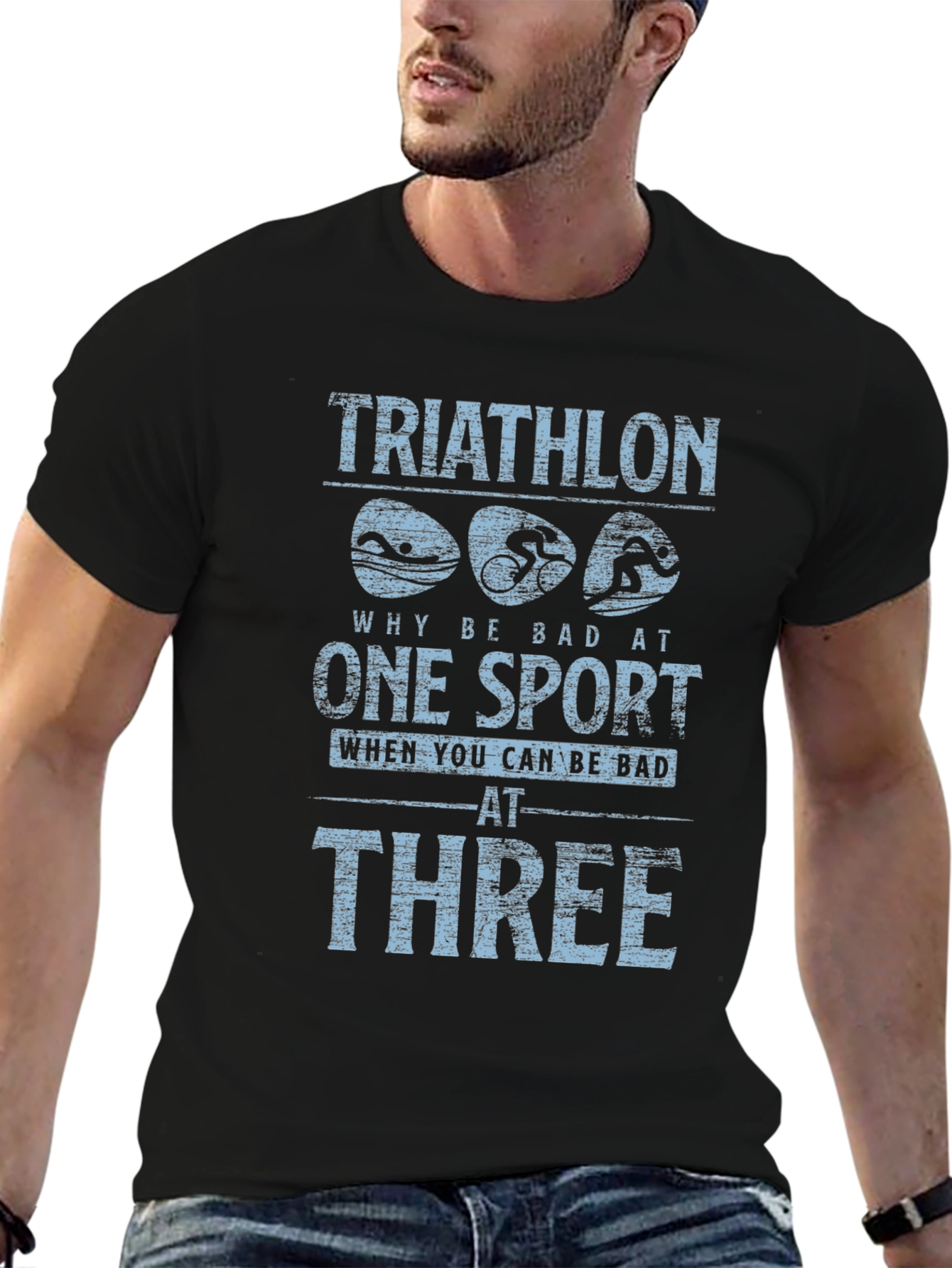 Triathlon Bad at Three T-Shirt - Black