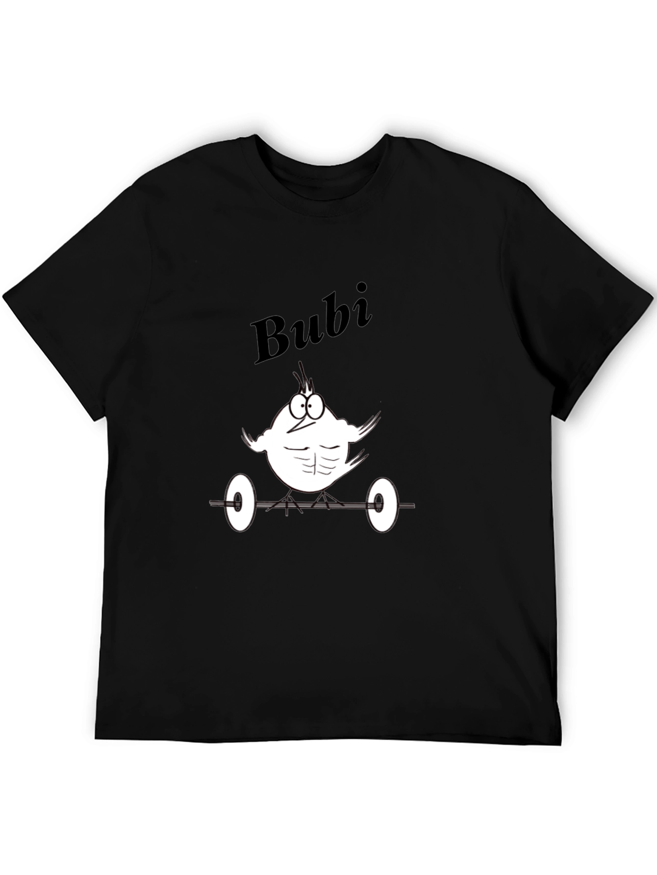 Bubi Gym Cartoon Tee - Black Cotton T-Shirt