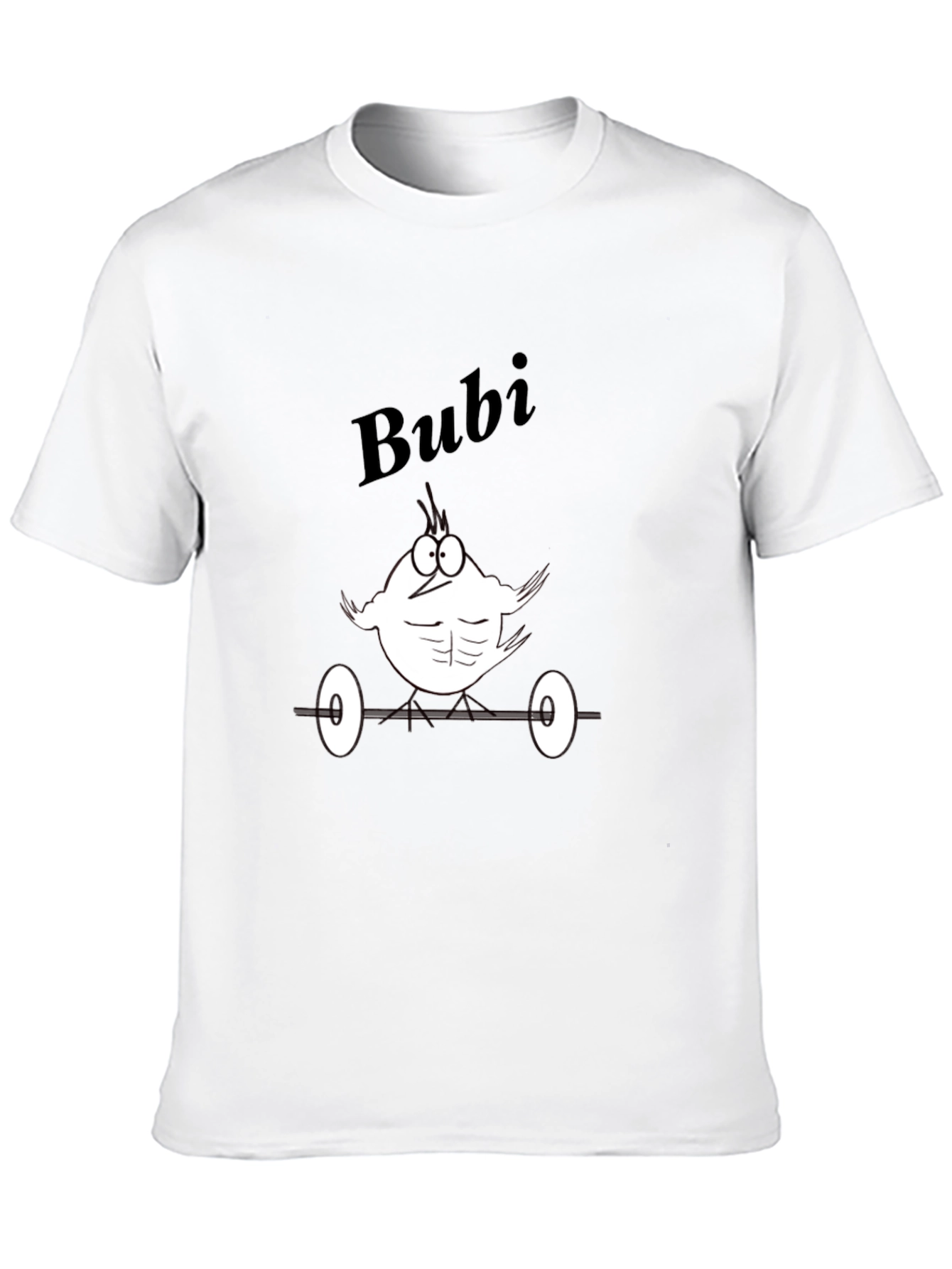 Bubi Gym Cartoon Tee - Black Cotton T-Shirt